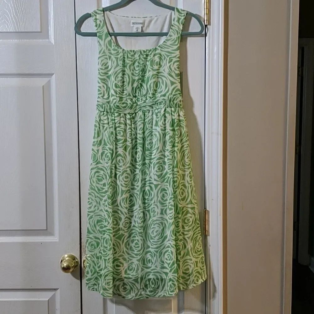 Motherhood Maternity green white dress Sz M